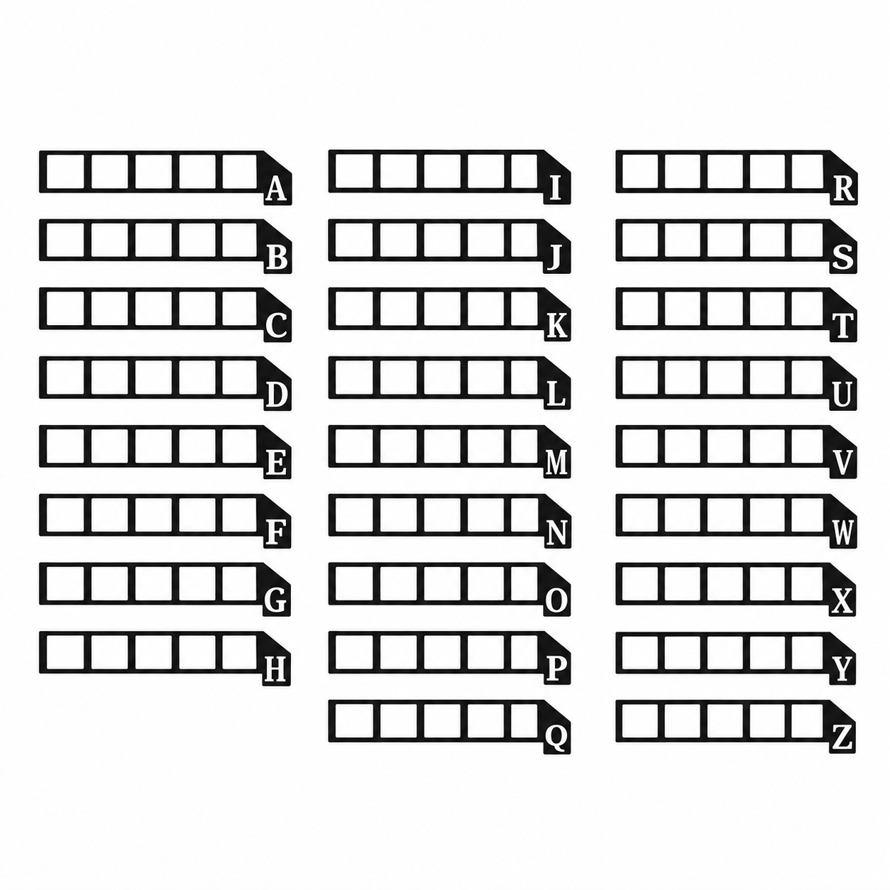 Diagrama do organizador A-Z com dimensões